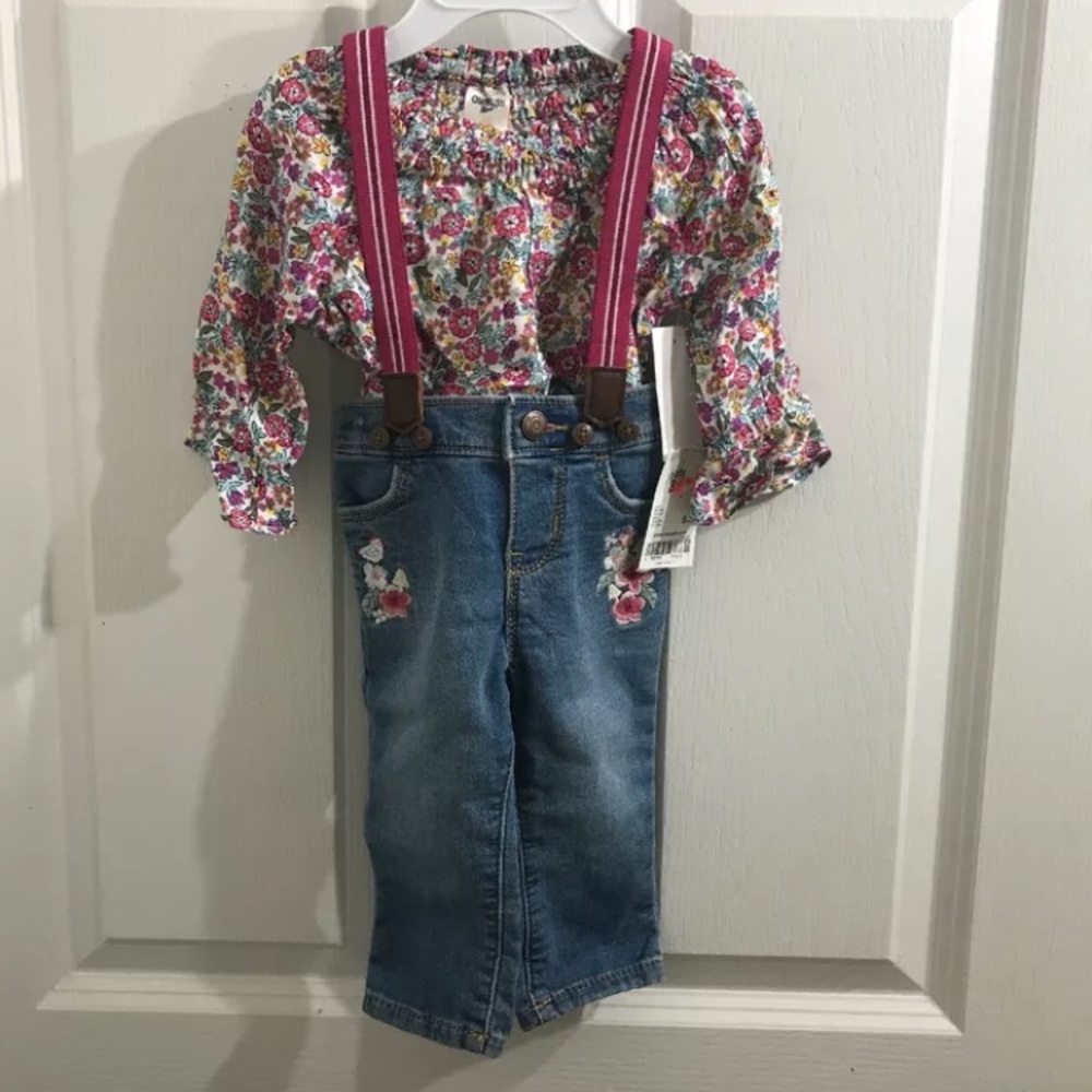 Girl Vintage Hippy Outfit Suspenders 6M NWT